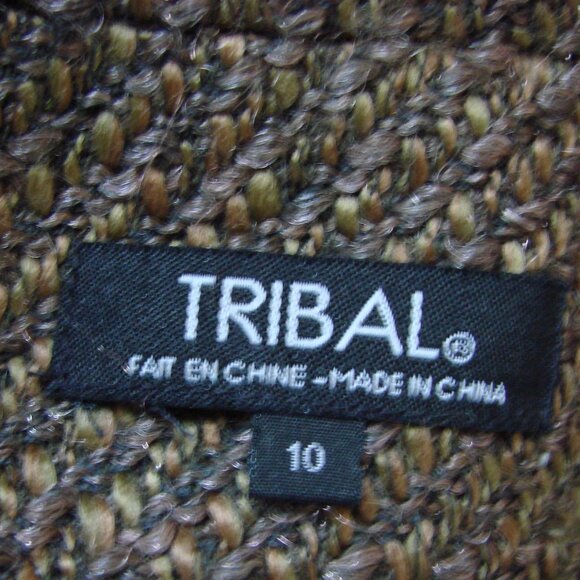 Tribal Wool Blend Brown Tweed Blazer Jacket One Button Pockets Office Size 10 - Picture 3 of 16